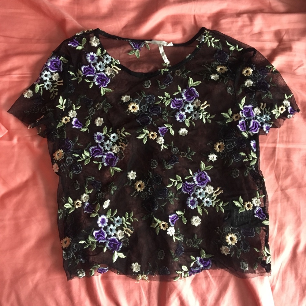 Urban outfitters floral mesh top